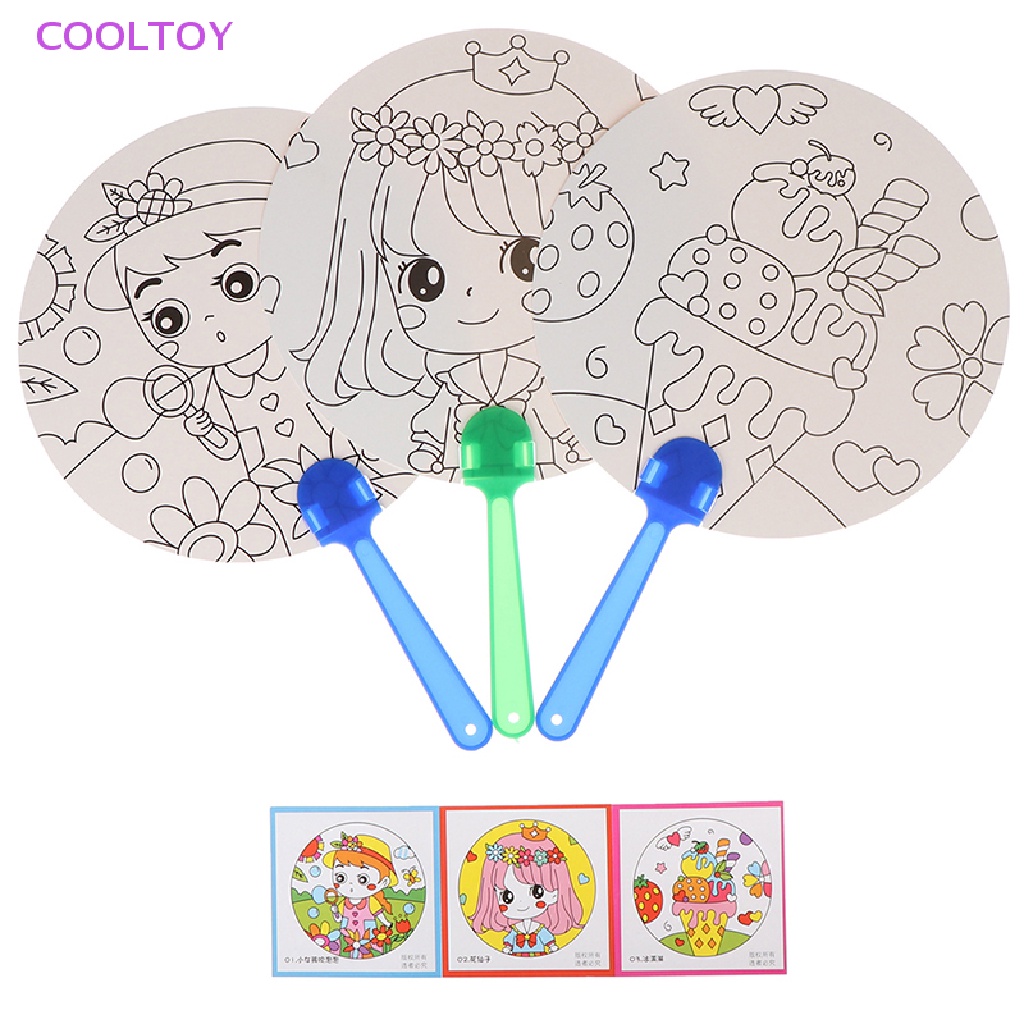 Cooltoy 1 Quạt Cầm Tay Hoạt Hình Tô Màu Thủ Công DIY Đồ Chơi Cho Trẻ Mẫu Giáo HOT