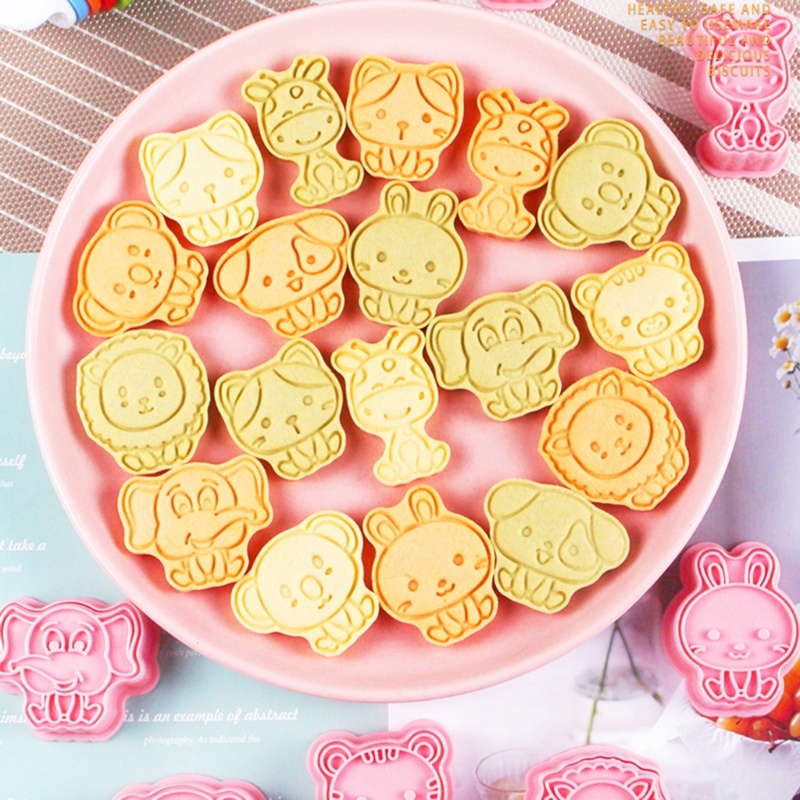 Bộ 8 Khuôn Nhựa Làm Bánh Quy Hình Động Vật Đáng Yêu