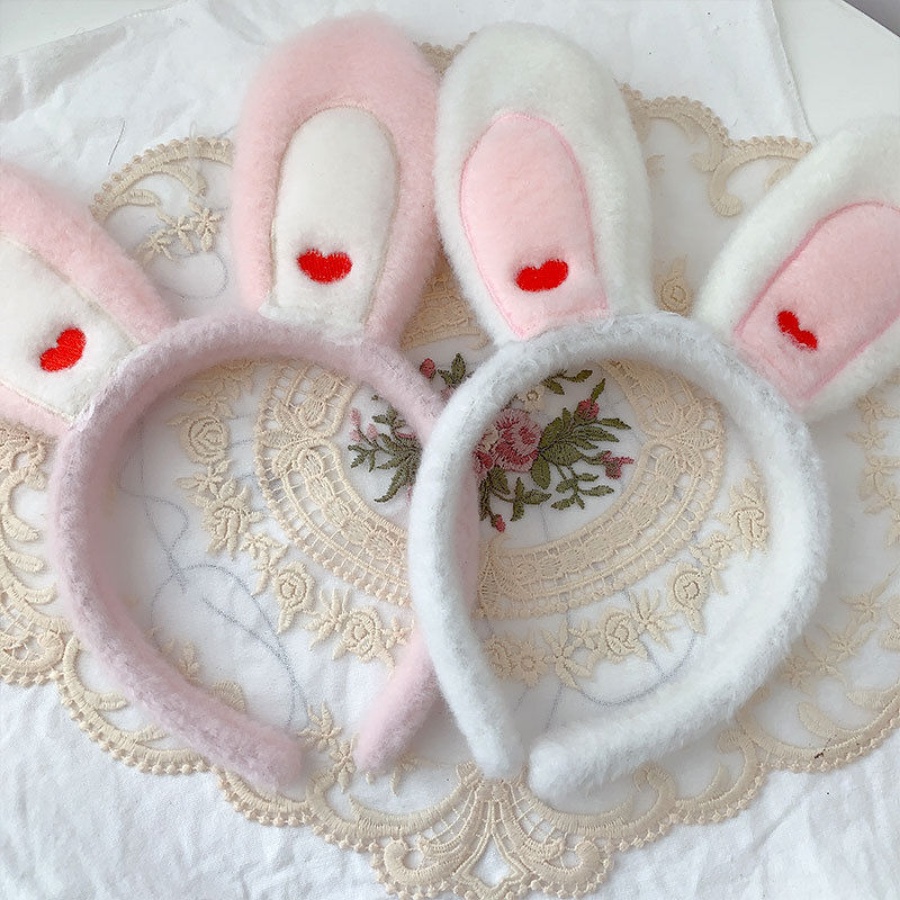 Băng Đô Cài Tóc Hình Thỏ Hoạt Hình Bằng Lông Nhung Phong Cách Hàn Quốc Xinh Xắn