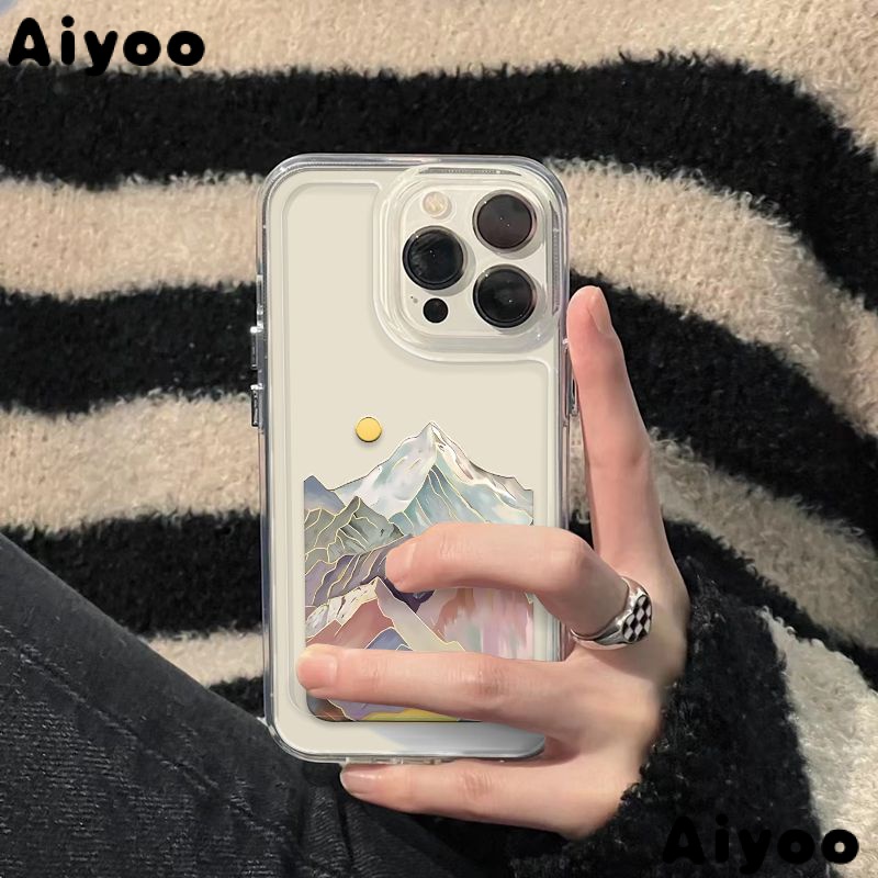 ✅Ốp Điện Thoại Mềm Chống Sốc Họa Tiết Núi Tuyết Đầy Màu Sắc Cho iPhone14promax 13 / 12 / 11 xr / xs 78p 7I2F