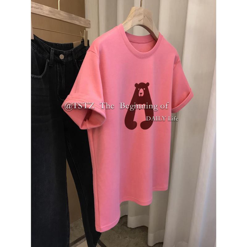 Áo Thun Tay Ngắn Hoạ Tiết In Thiết Kế Oversized Phong Cách Hàn Quốc