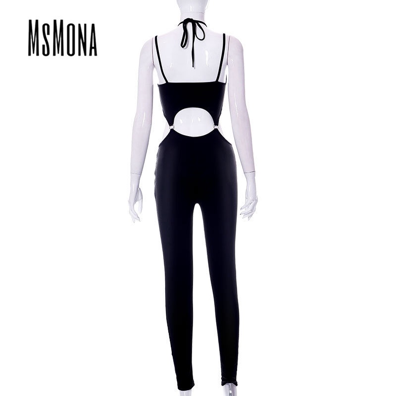 MsMona Jumpsuit Sát Nách Màu Trơn Thời Trang 2023 Quyến Rũ Cho Nữ