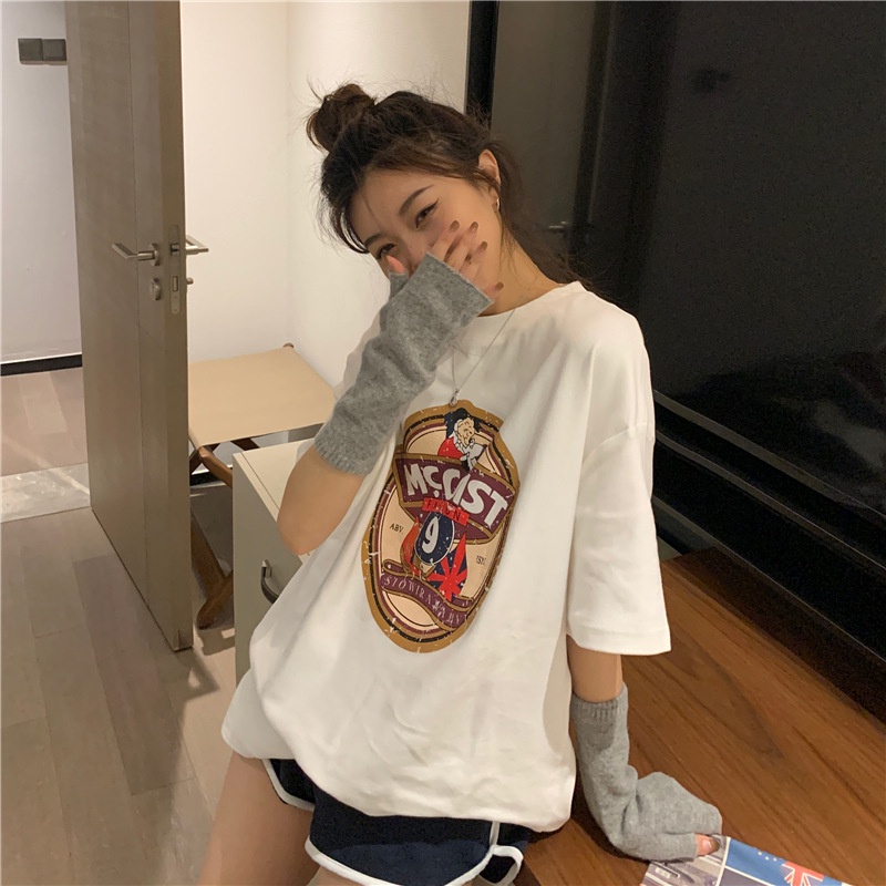 IELGY   Áo Thun Ngắn Tay Cỡ Lớn Phong Cách vintage Nhật Bản Thời Trang Mùa Hè Cho Nữ