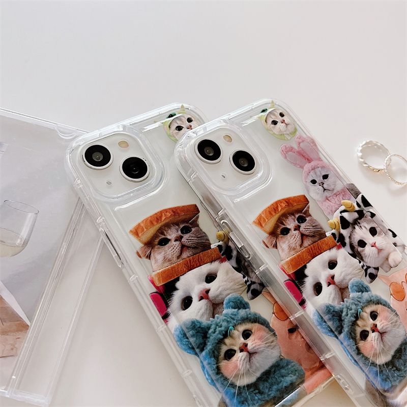 Ốp Điện Thoại Silicon TPU Mềm Trong Suốt Chống Sốc In Hình Mèo Cho IPhone 14 13 11 12 Pro XS Max X XR 7 + 8 Plus