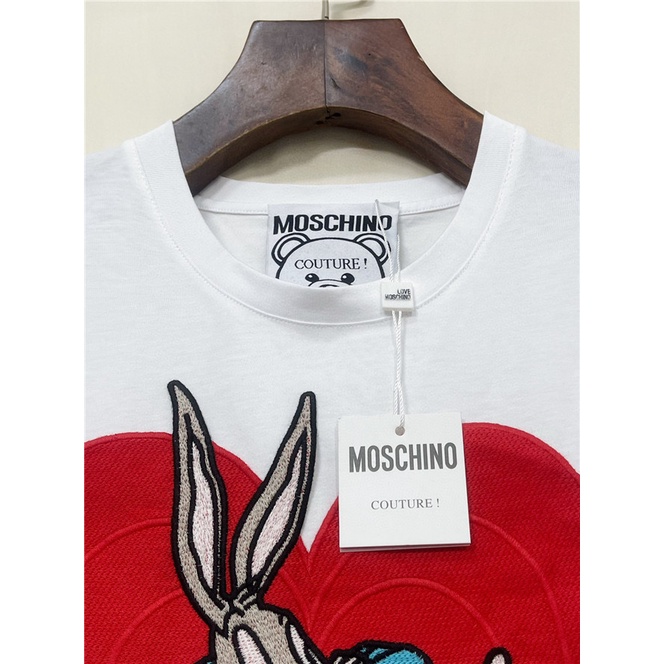 Áo Thun Nam Ngắn Tay Thêu Hình Thỏ Và Chữ love M0schin0 Size S-4XL