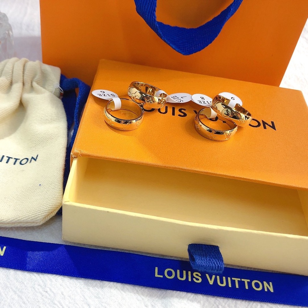 Nhẫn Thép Titan Louis Vuitton Thời Trang Trang Sức Văn Phòng Cho Nam Và Nữ LV Senior Quý Phái Chống Thấm Nước Và Rỉ Sét