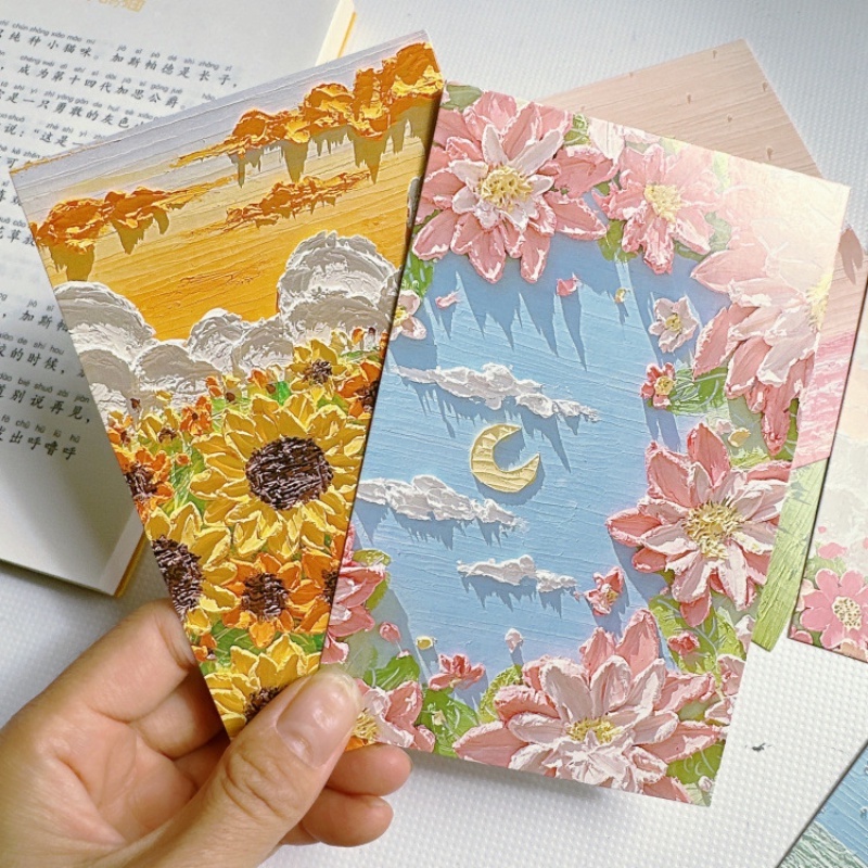 Hộp 30 Tấm Bưu Thiếp Hình Tranh Sơn Dầu Ba Chiều Lãng Mạn Trang Trí Sinh Nhật