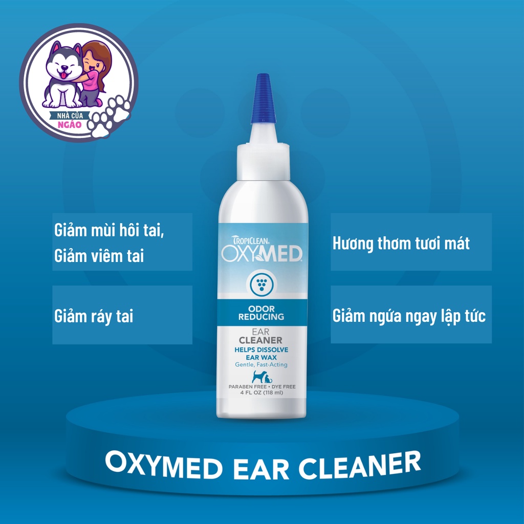 Dung dịch vệ sinh tai, тrị vιêм tai, hôi tai, nấm tai cho chó mèo Oxymed Tropiclean 118ml
