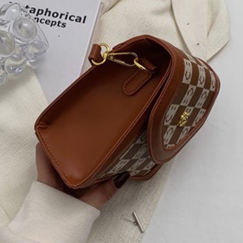 Túi Đeo Chéo Nhỏ Họa Tiết Caro retro Chất Lượng Cao Thời Trang Cho Nữ