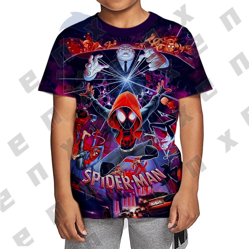 Áo Thun Tay Ngắn In Hình SpiderMan Across The SpiderVerse 2 Thời Trang Mùa Hè Cho Bé Trai