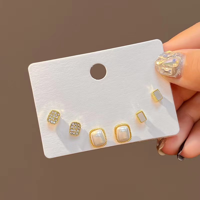 Bộ Bông Tai Ba Món Bằng Bạc 925 Đính Kim Cương Và Ngọc Trai Nhân Tạo Phong Cách Mới