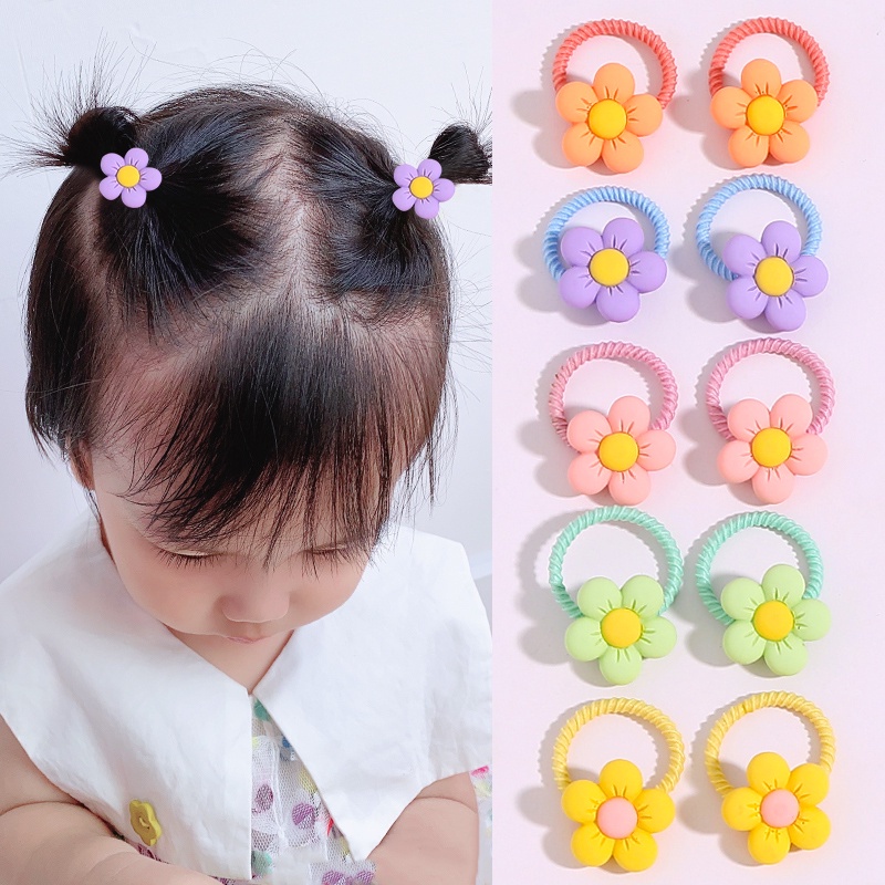 Dây Buộc Tóc Cao Su Co Giãn Họa Tiết Hoạt Hình Phong Cách Hàn Quốc Cho Bé Gái