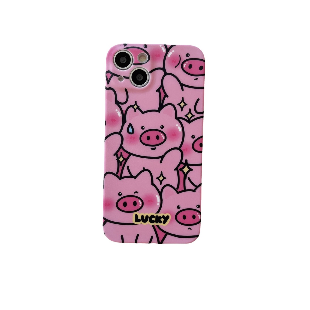 Ốp Điện Thoại Màu Hồng Họa Tiết Chú Heo Dễ Thương Dành Cho Iphone 14 Pro max 13 12 / 11
