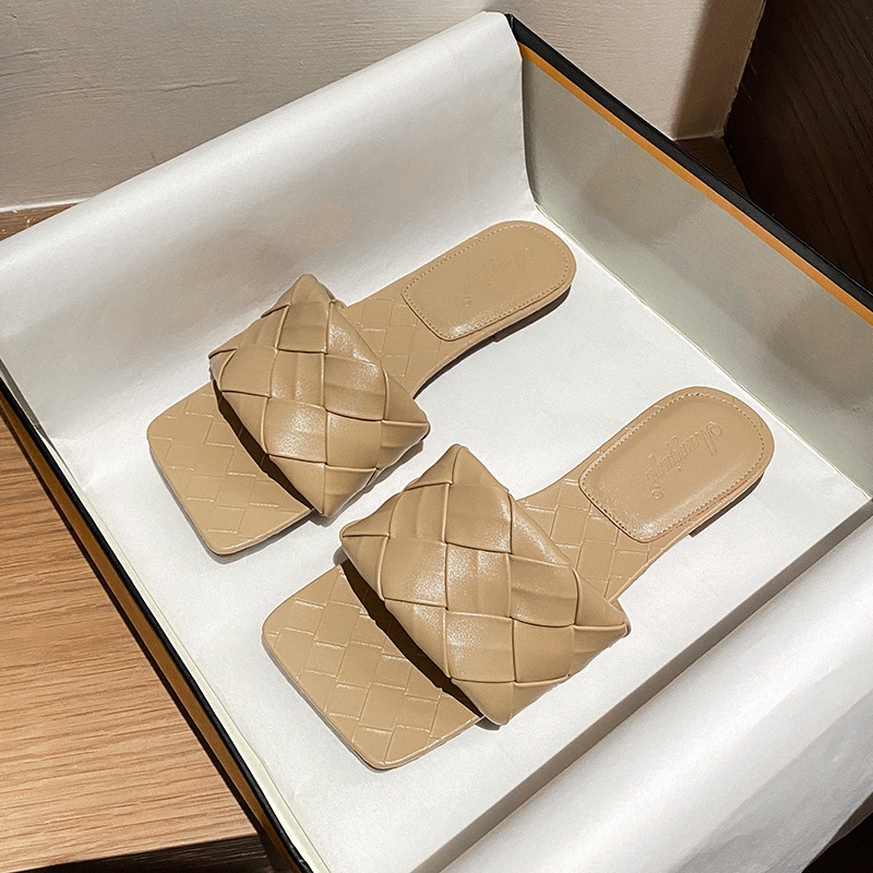 Dép Bít Mũi Vuông Đế Bằng Thanh Lịch Hợp Thời Trang Cho Nữ