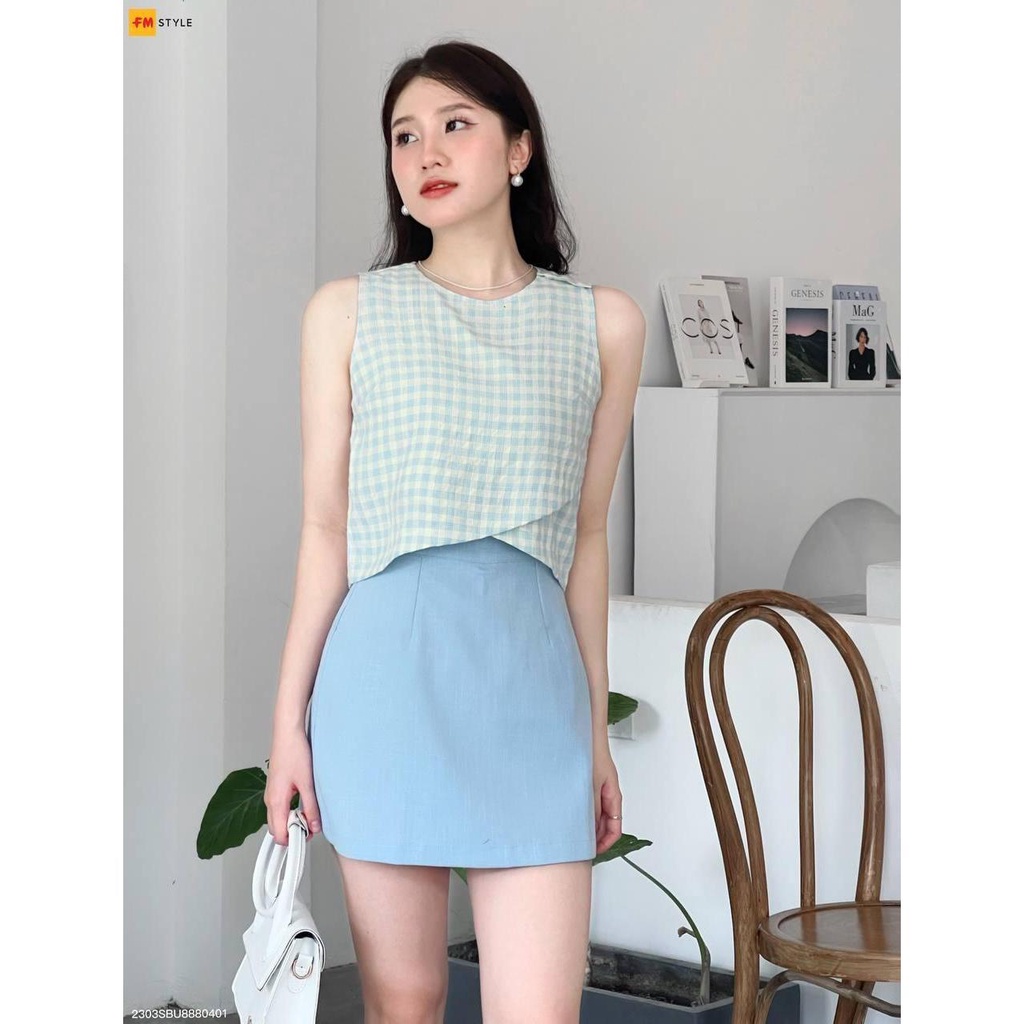 Set đồ nữ FMSTYLE áo Croptop sát nách kèm chân váy trơn chữ A thời trang trẻ trung năng động mùa hè 23030152