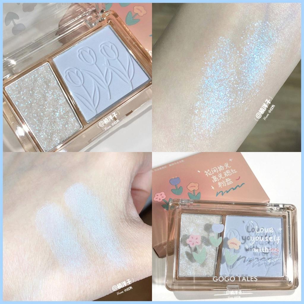Bảng má khối highlight  Gogo tales phấn má hồng kiêm bắt bắt sáng Among Flower GT421 màu xinh bắt sáng tốt lâu trôi