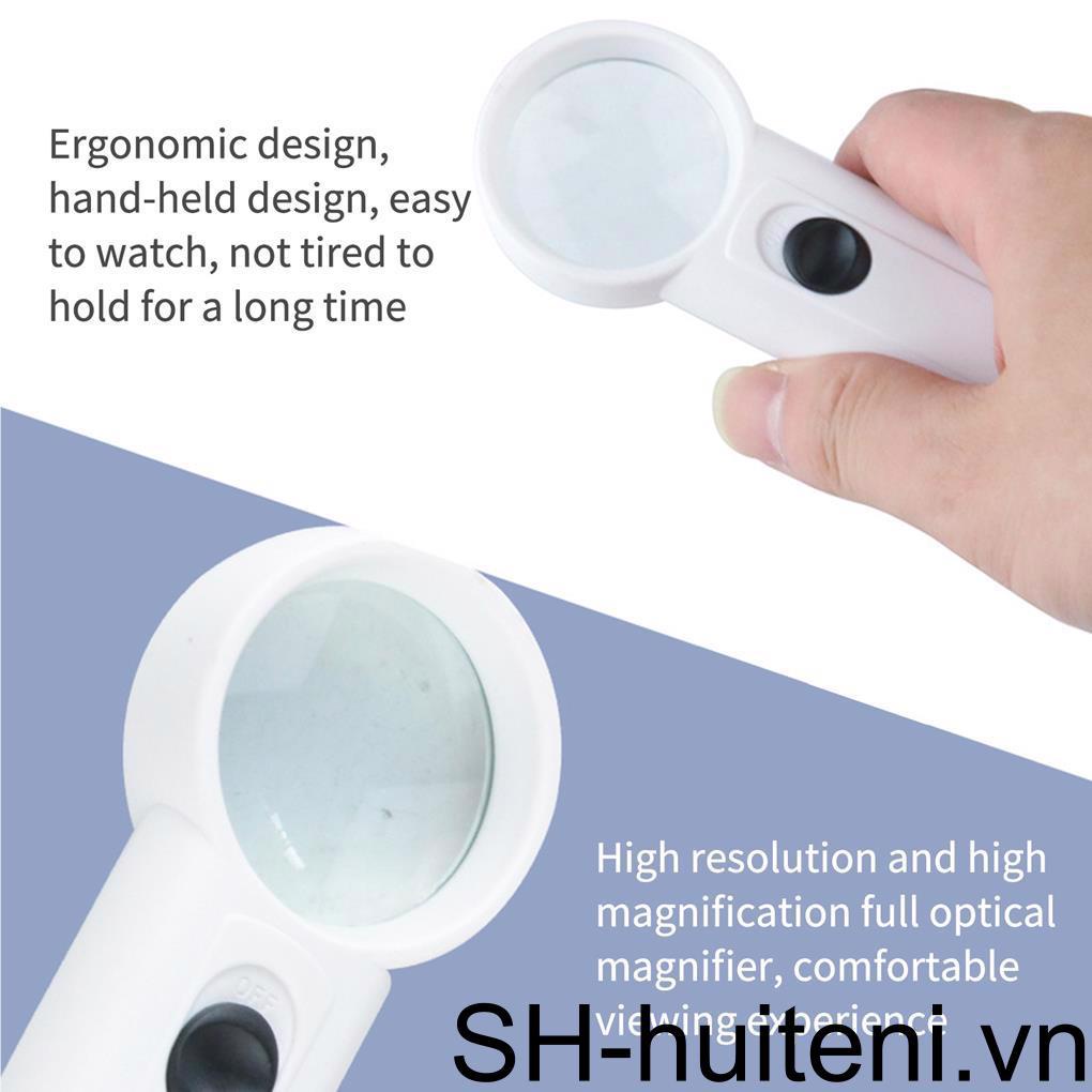 Kính Lúp Cầm Tay Phóng Đại 5 Lần Có Đèn LED Hỗ Trợ Đọc Sách Tiện Dụng