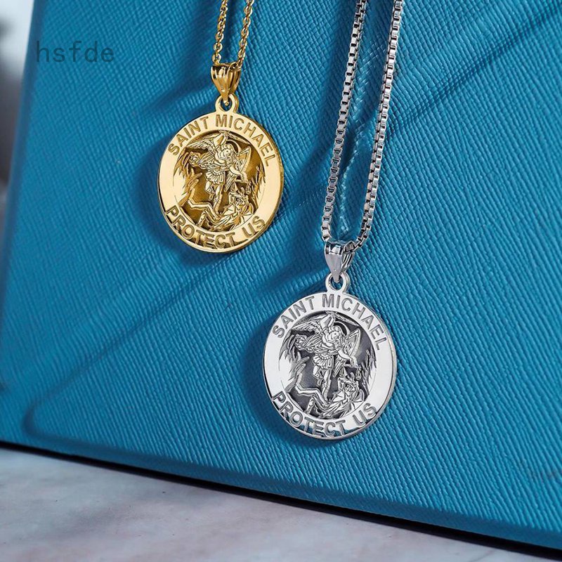 Thời Trang Đơn Giản Mới Thiên Thần St. Vòng cổ Mặt Đá Michael Medal