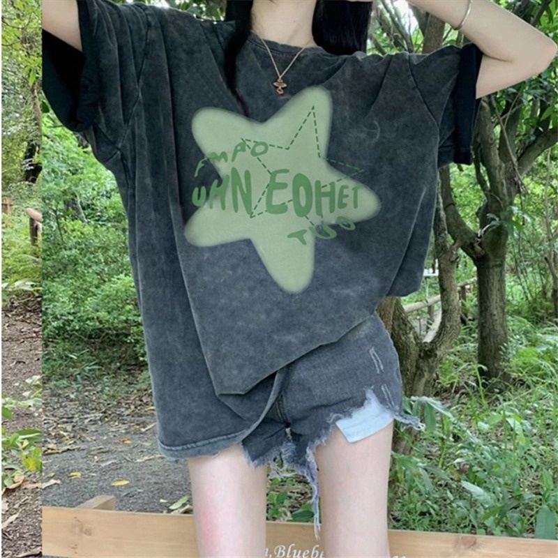 NRVP Áo Thun Đen 100% Cotton Tay Ngắn Dáng Rộng Phong Cách Hàn Quốc Cho Nữ Có Size 5XL