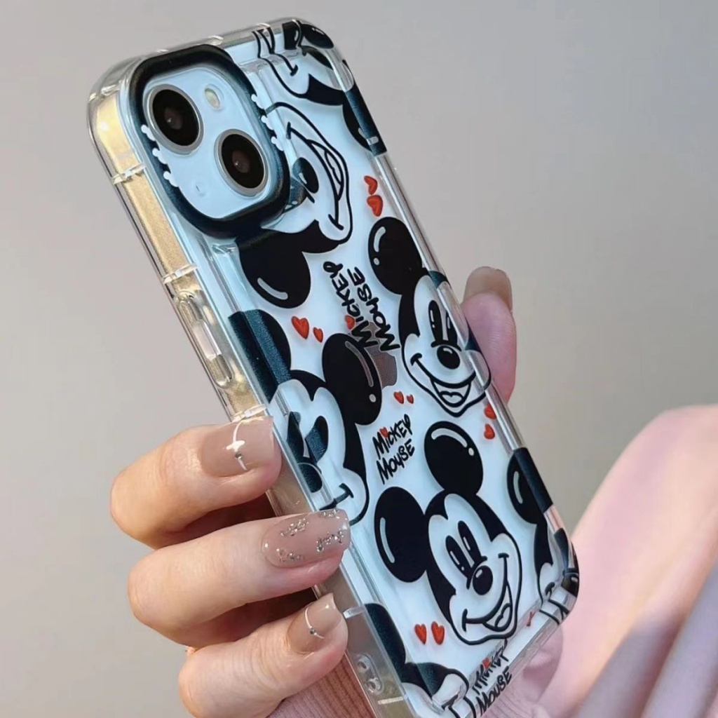 ✅Ốp Điện Thoại Túi Khí Mềm Màu Trong Suốt Hình Chuột Mickey iPhone 14 13promax 11 12 XR XS J2LR