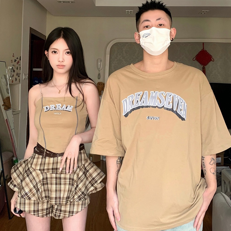 Áo Thun Tay Ngắn In Chữ Hakama Thời Trang Mùa Hè 2023 Cho Cặp Đôi đồ bộ đôi chân váy croptop Áo thun