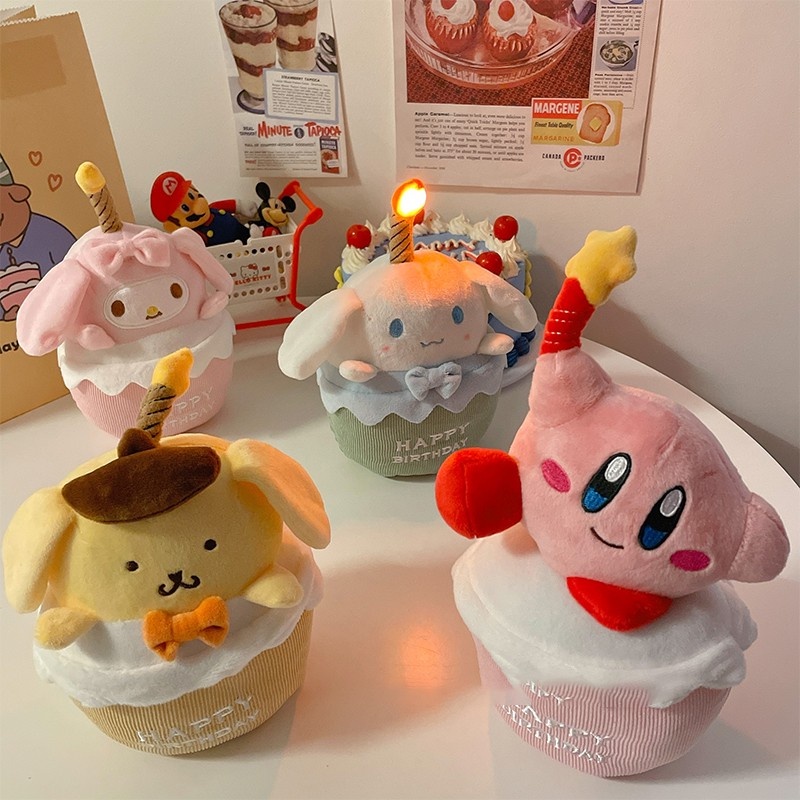 Đồ chơi nhồi bông Hình Bánh Kem Sanrio Hello Kitty Kuromi My Melody Đáng Yêu