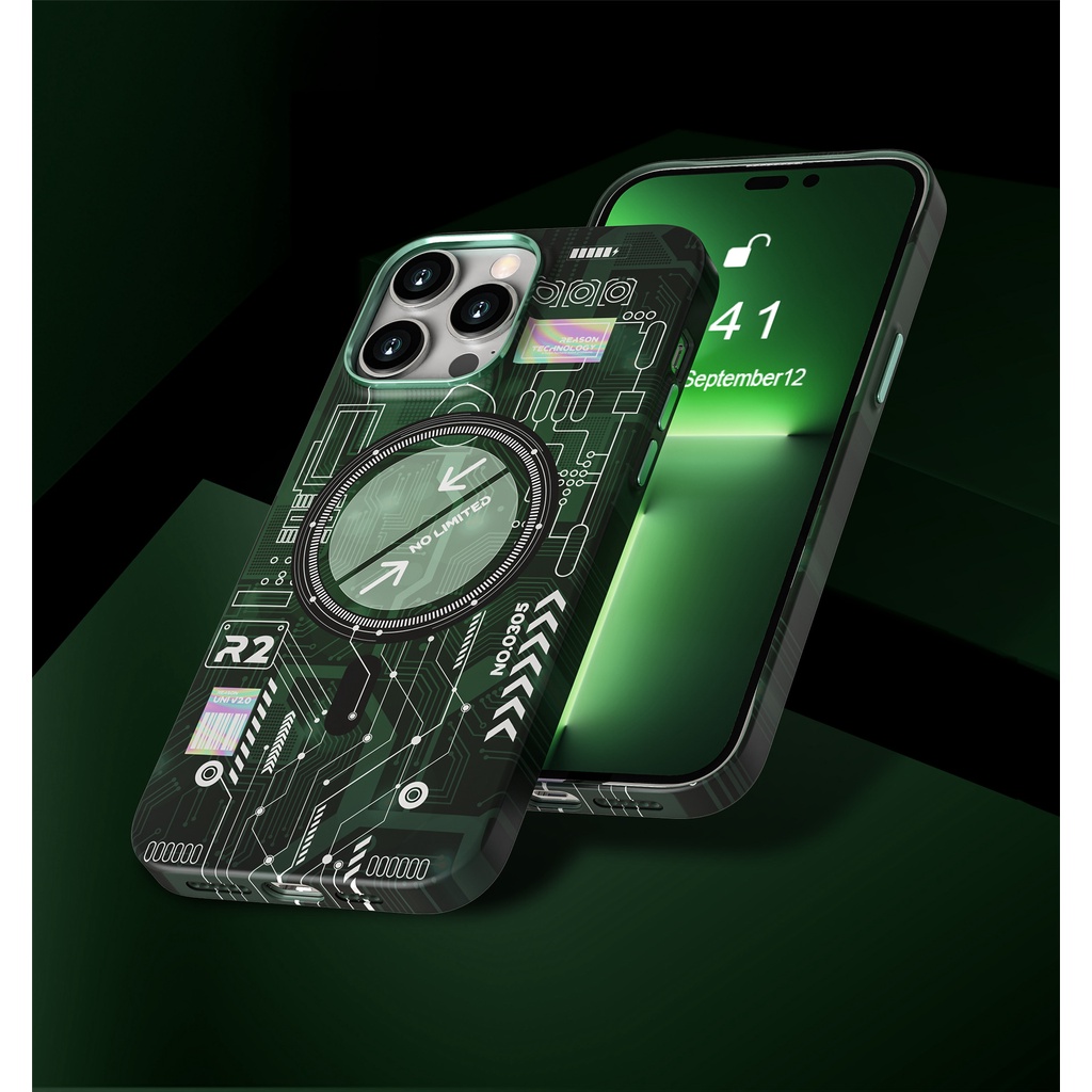 Ốp Điện Thoại IMD Từ Tính Màu Dạ Quang Chống Dấu Vân Tay Cho iPhone 14 Pro Max 13 Pro 12