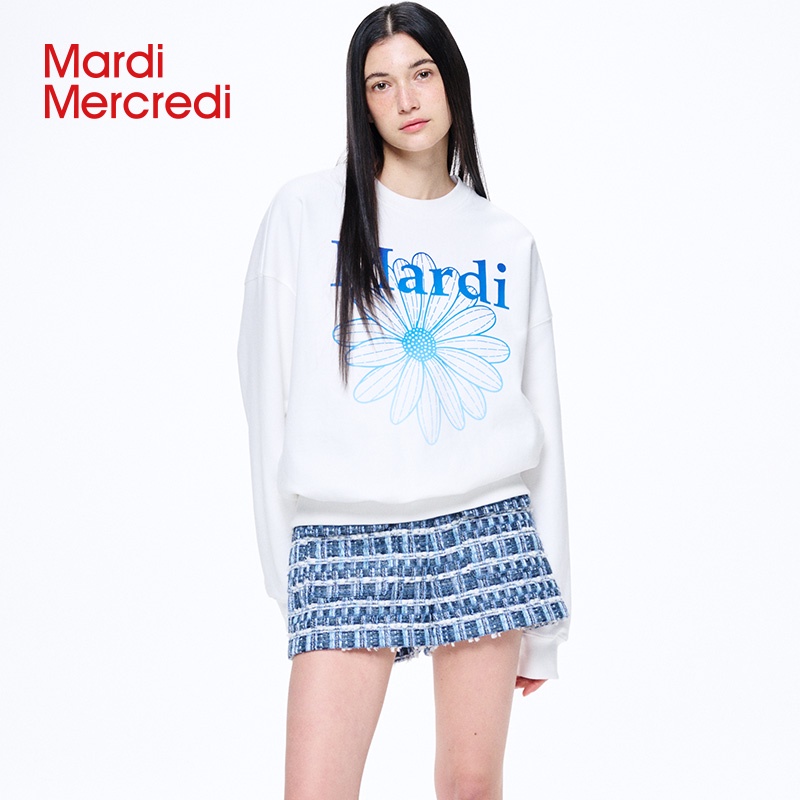 Áo sweatshirt Cổ Thuyền Màu gradient Nhỏ Của Mardi Mercredi Cho Mùa Xuân Mới