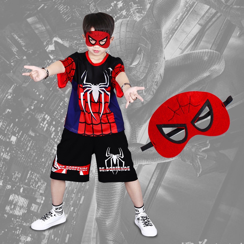 Bololo Bộ Quần Áo Thun Ngắn Tay Dáng Rộng In Hoạt Hình Người Nhện Thời Trang Mùa Hè Dành Cho Bé Trai 4 -