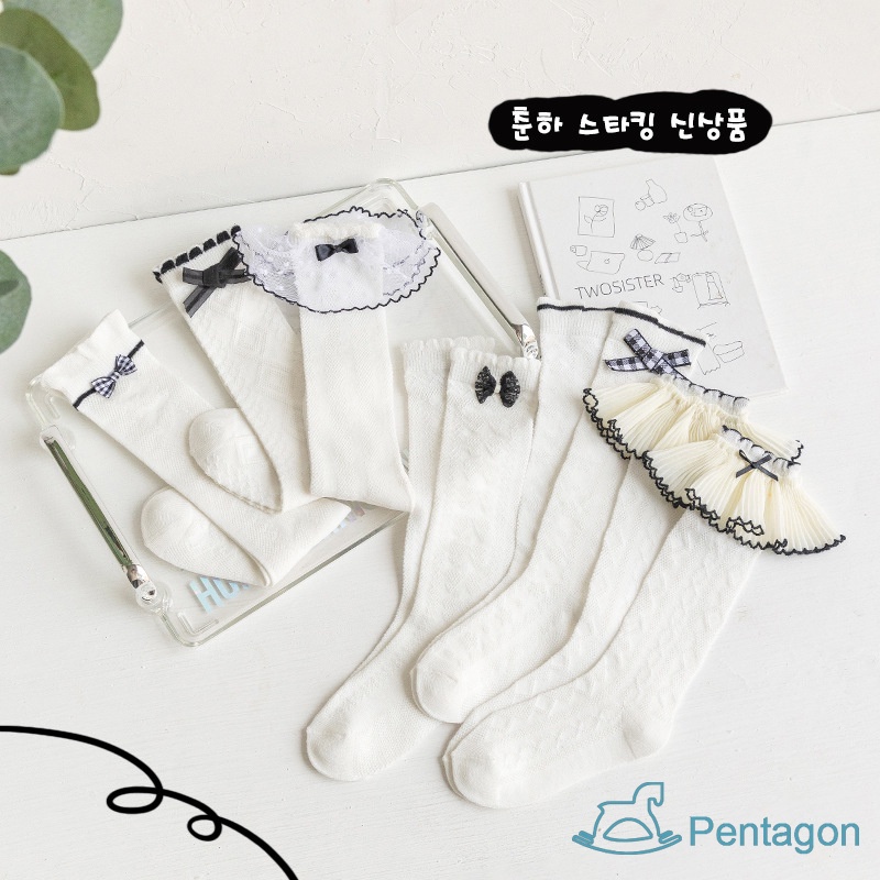 Vớ Ren Dài Thoáng Khí Thoải Mái Đính Nơ Phong Cách Nhật Bản Cho Bé Gái