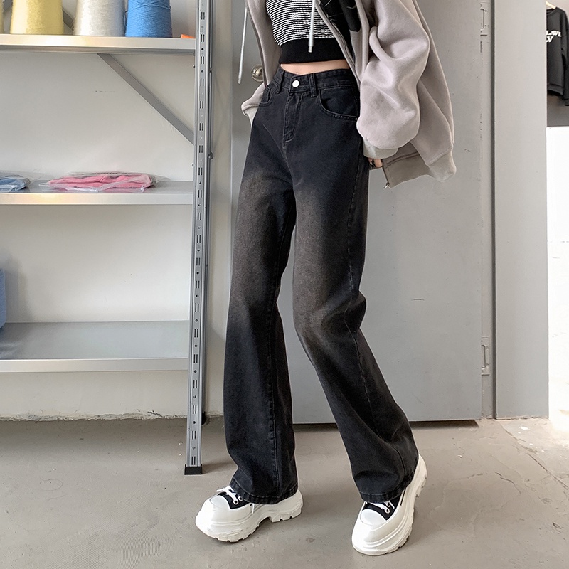 Quần jean NZNs dài lưng cao ống rộng vintage cho nữ