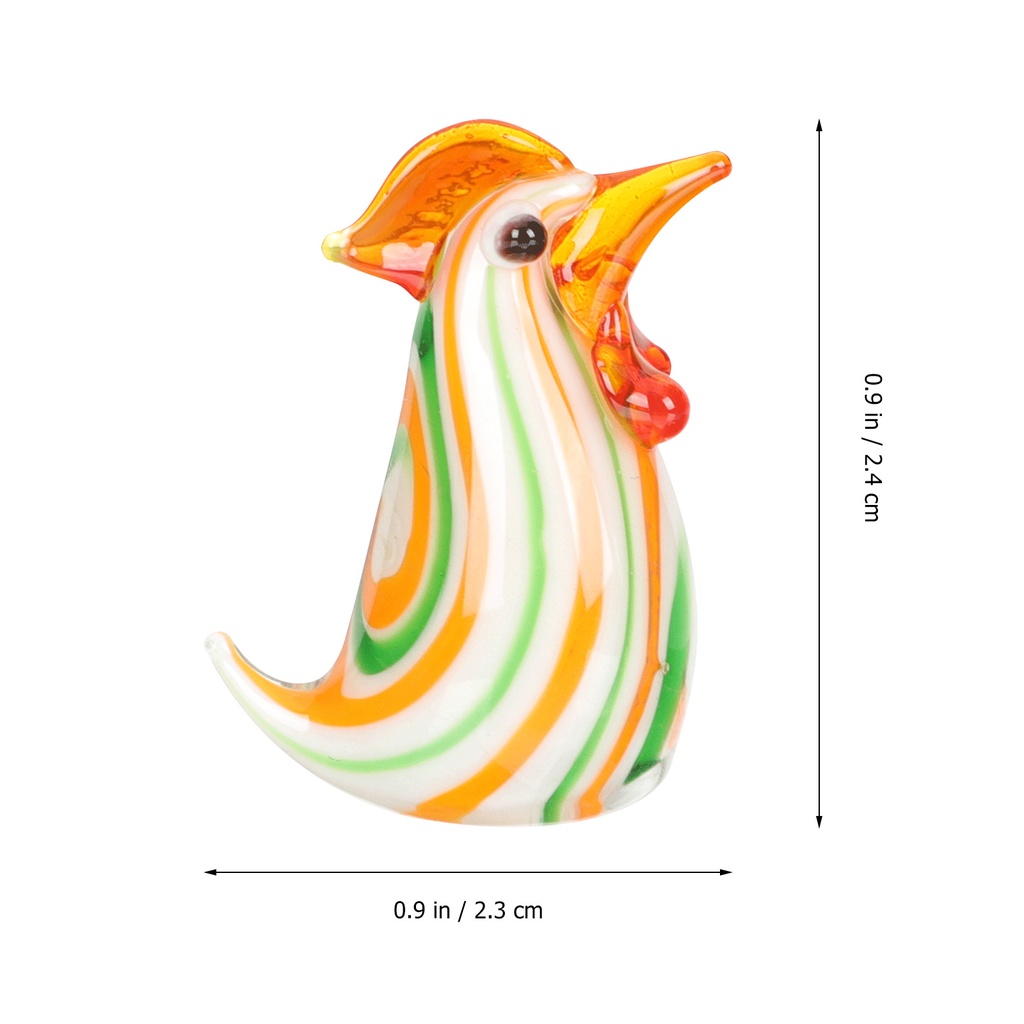 Set 4 Bức Tượng Gà Thổi Bằng Thủy Tinh Để Trang Trí