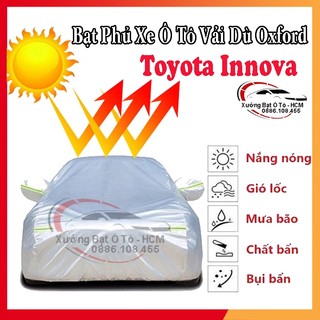 Bạt phủ ô tô vải dù oxford, tráng nhôm cao cấp, áo trùm bảo vệ xe toyota innova - bảo hành 3 tháng
