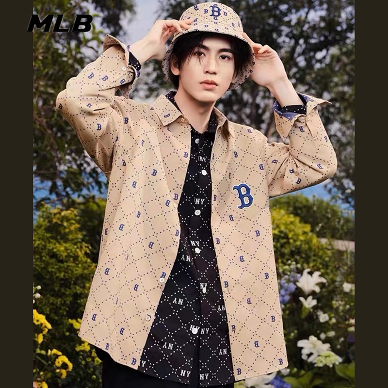 Áo Sơ Mi Dài Tay Thêu Logo MLB NY Cá Tính Cho C TNKK