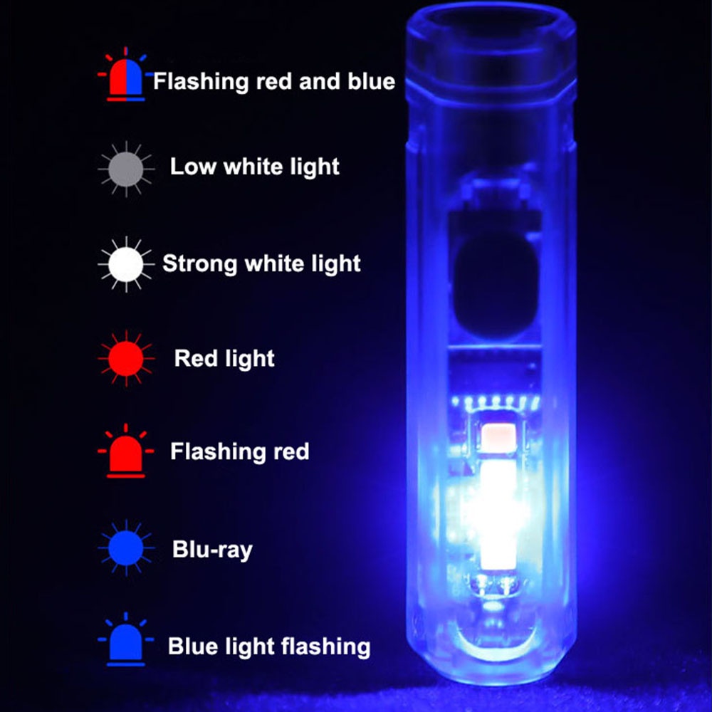 Móc Khóa Đèn Pin LED Mini 11 Chế Độ Chính & Bên Hông Tiện Dụng Cho Cắm Trại