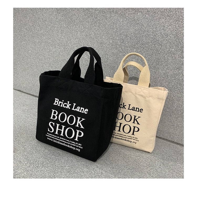 Túi size lớn/ nhỏ đựng hộp cơm trưa bằng vải canvas nhiều màu sắc tiện dụng cho nữ TTF642