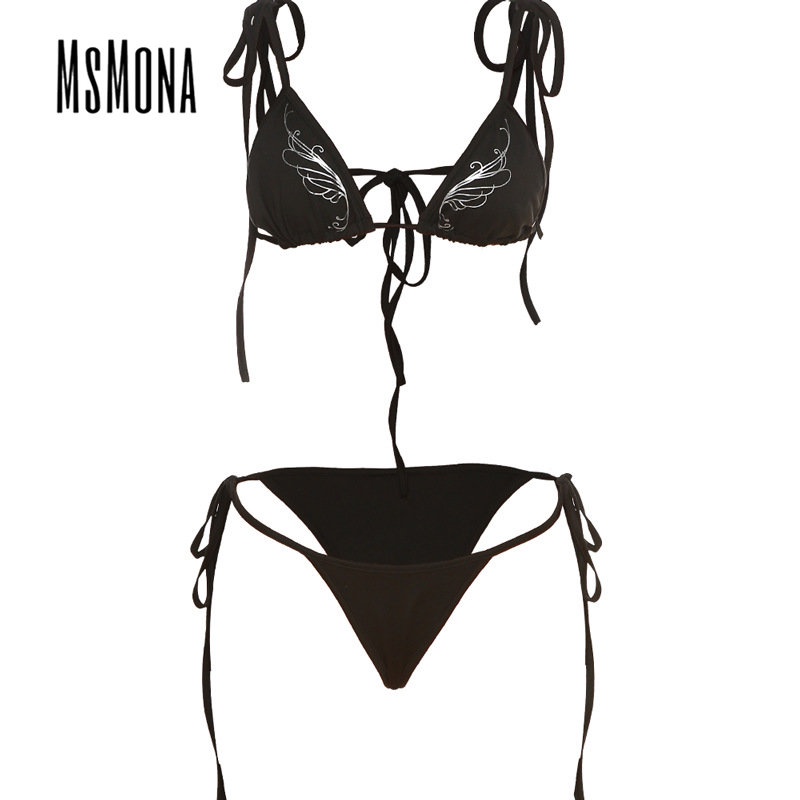 MsMona Bộ Bikini Màu Trơn Dáng Ôm Gợi Cảm Thời Trang 2023 Cho Nữ