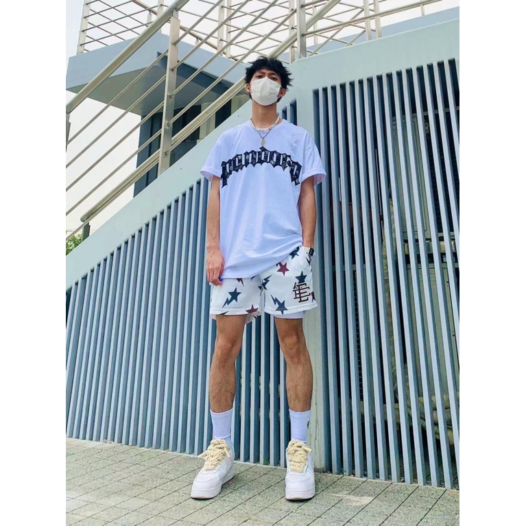 Eric Emanuel EE Quần Short Thể Thao Giả Hai Mảnh Dài Đến Đầu Gối Nhanh Khô Phong Cách Đường Phố Mỹ