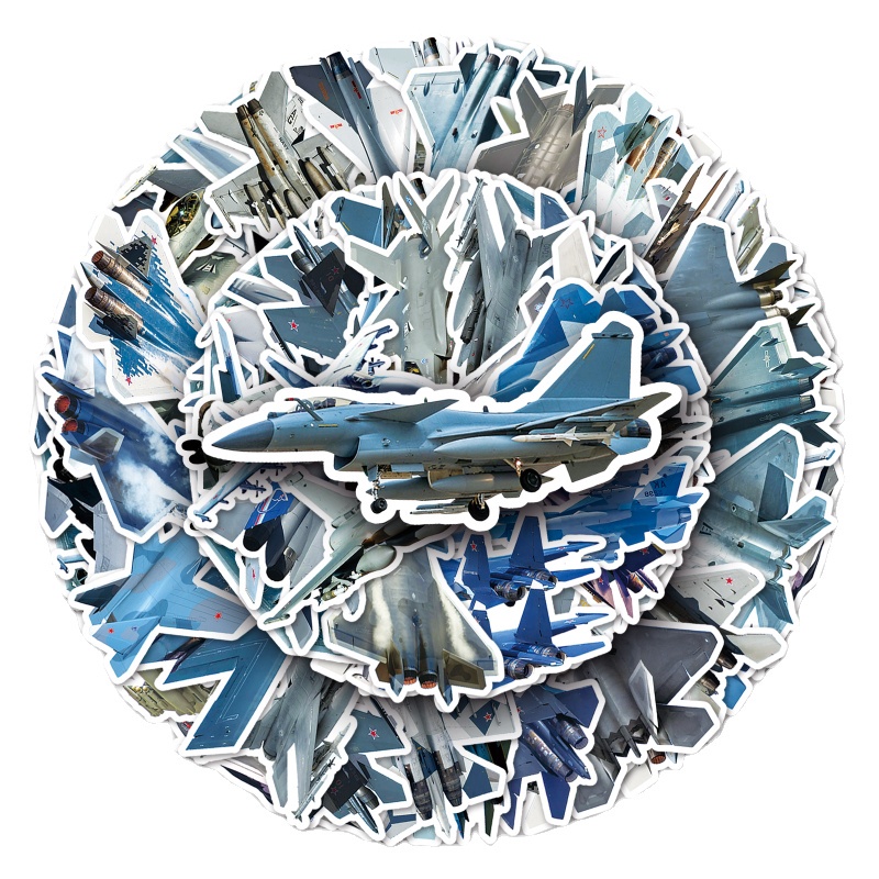 Z&M❀ Sticker Dán Trang Trí Hình Máy Bay Chiến Đấu Độc Đáo ❀ Bộ 50 Miếng Dán Chống Thấm Nước Phong Cách Quân Đội Cá Tính