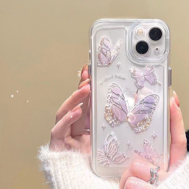 ✅Ốp Điện Thoại Trong Suốt Họa Tiết Cánh Bướm Xinh Xắn Cho iPhone14promax 13 XR 11 / 12 xs / XR KK4F