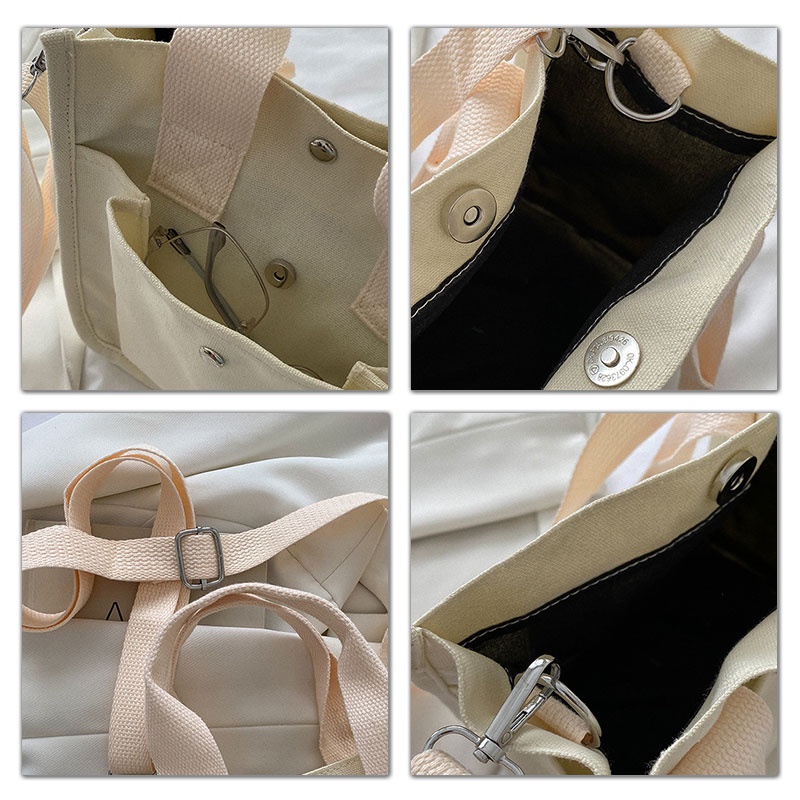 MISCHA Túi Đeo Vai Hình Vuông Cỡ Nhỏ Bằng Vải Bạt Màu Trơn Phong Cách Nhật Bản Hàng Mới Dành Cho Bạn Nữ