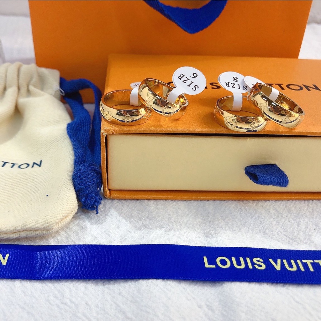 Nhẫn Thép Titan Louis Vuitton Thời Trang Trang Sức Văn Phòng Cho Nam Và Nữ LV Senior Quý Phái Chống Thấm Nước Và Rỉ Sét