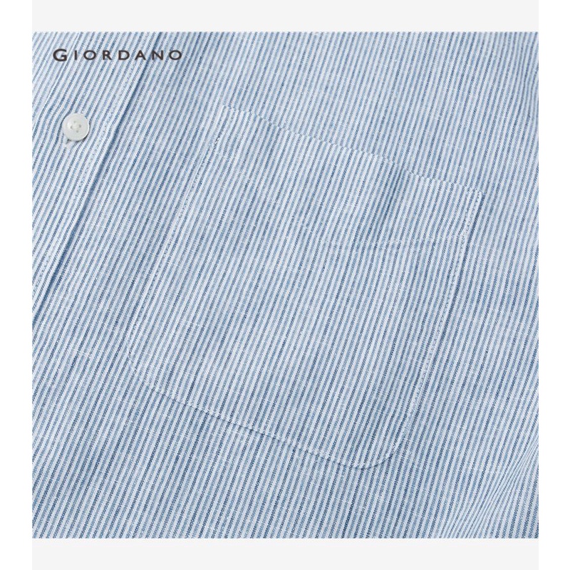 Áo sơ mi GIORDANO 01043480 ngắn tay vải cotton có túi thời trang cho nam