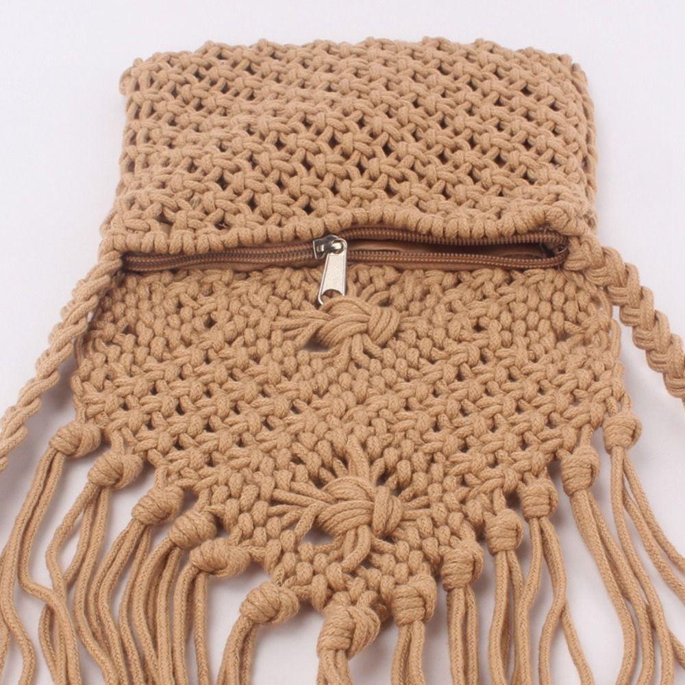 Túi Đeo Vai Đan Lát Phối Tua Rua Phong Cách Bohemian Thời Trang Mùa Hè Dành Cho Nữ WMES15H