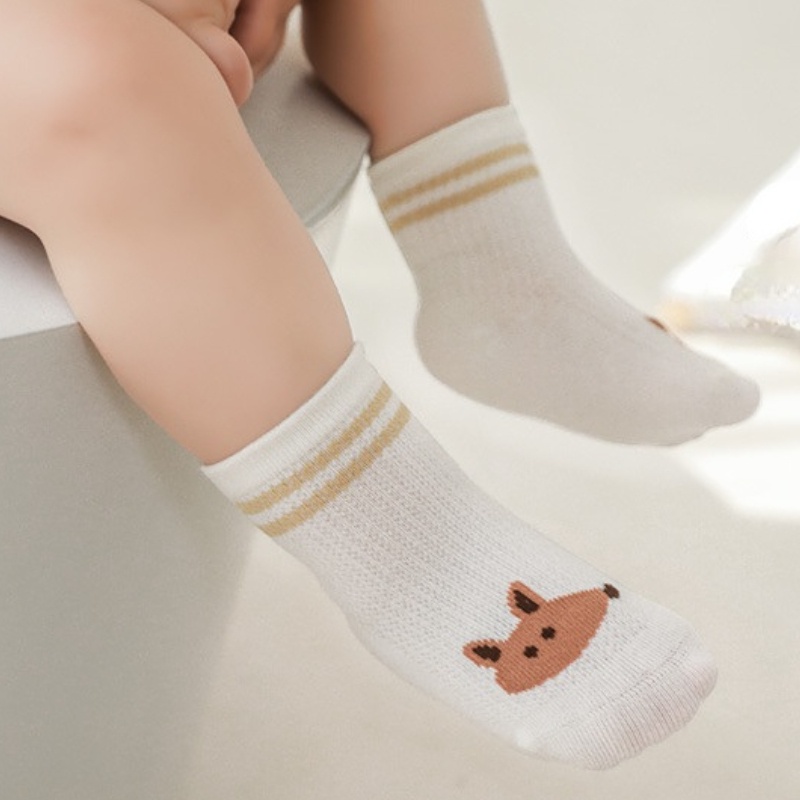 Set 4 Đôi Tất cotton Cổ Thấp In Hình Cáo Hoạt Hình Thời Trang Xuân Hè KokoroCare YR-25 2023 S / M / L 1 Tháng-5 Tuổi