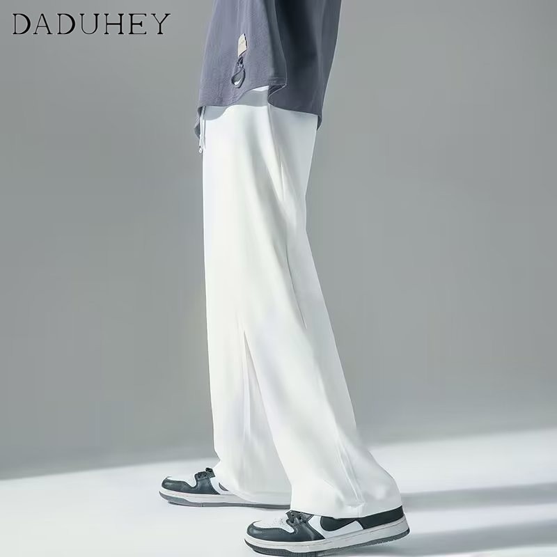 DaDuHey 【M-5XL】 Men's 2023 New Fashion Trend Ice Silk Casual Pants Korean Style 5 Colors Elastic Band All-Matching Jogger Pants