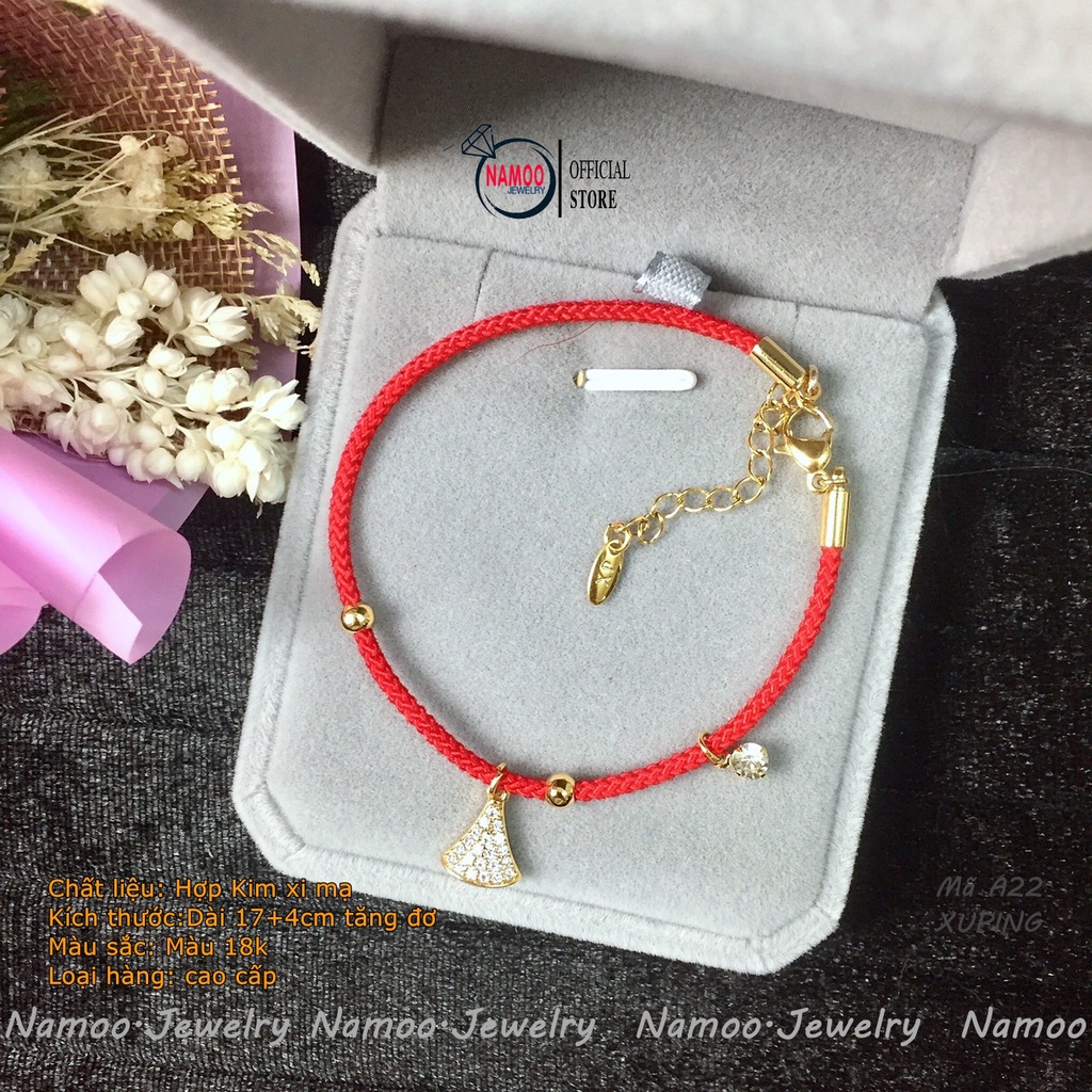 Lắc Tay Nữ A22, Vòng Tay Chỉ Đỏ Đính Đá, Hàng Đẹp, Bền Màu, Bảo Hành 6 tháng