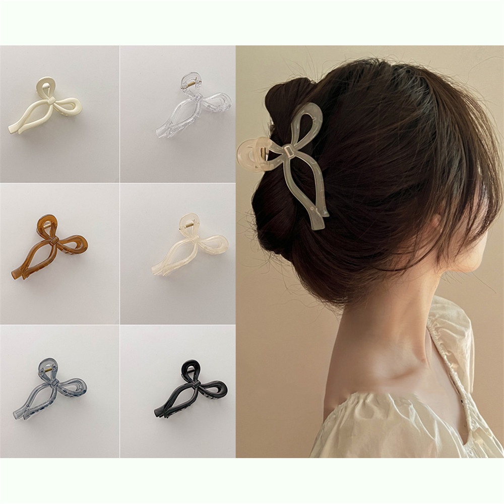 Kẹp Tóc Nơ Lớn Màu Caramel Phong Cách retro Dành Cho Nữ