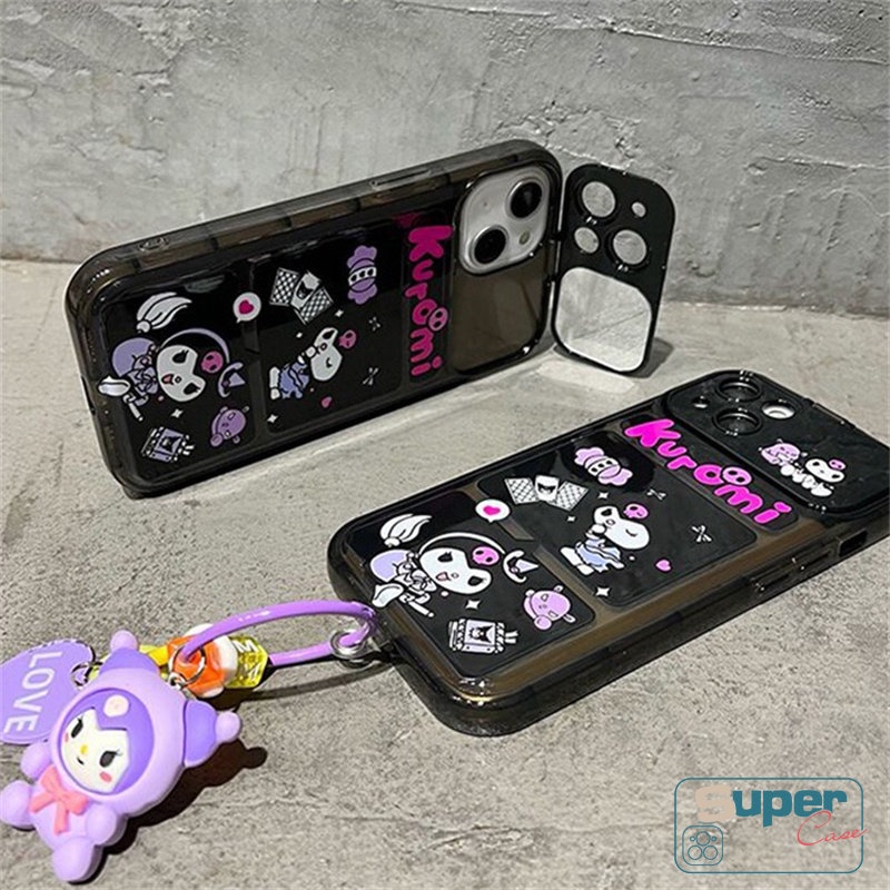 Ốp Điện Thoại Nắp Lật Mặt Gương Họa Tiết Kuromi Cho IPhone 14 13 7 8 Plus XR X 11 12 14 Pro MAX XS MAX SE