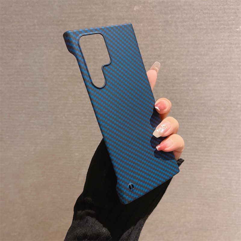 Ốp Điện Thoại PC Nhám Siêu Mỏng Không Viền Dọc Sợi Carbon Cho Samsung Galaxy S22 S23 S21 Ultra Plus Note 20 Ultra